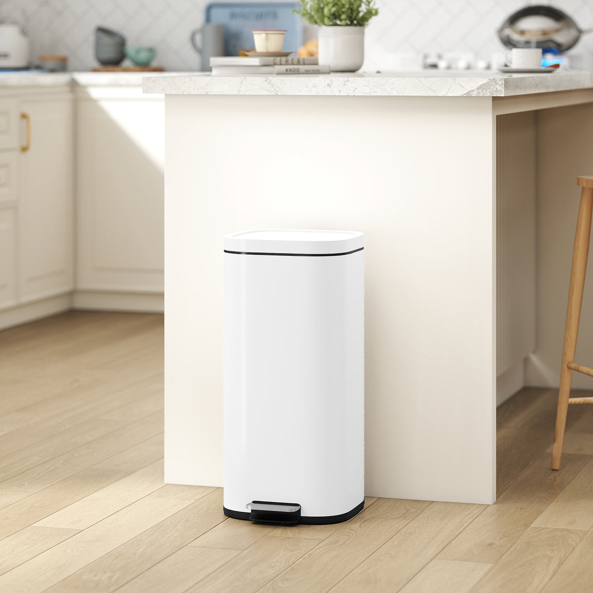 30L Kitchen Trash Can Pedal Bin with Lid, Soft-Close and Stay-Open Function for Kitchen, Home (2)