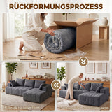 3-seater L-shaped corner sofa with ottoman, convertible chenille cloud sleeper sofa with pocket spring (7)
