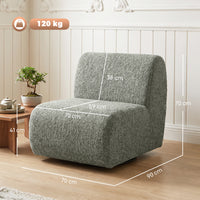 Armchair Swivel lounge chair with chenille look, wide seat, for living room, bedroom, grey (3)