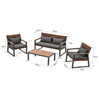 Gartenmöbelset TEXAS mit Sofa Sesseln und Couchtisch GRAU – Produktabbildung 15