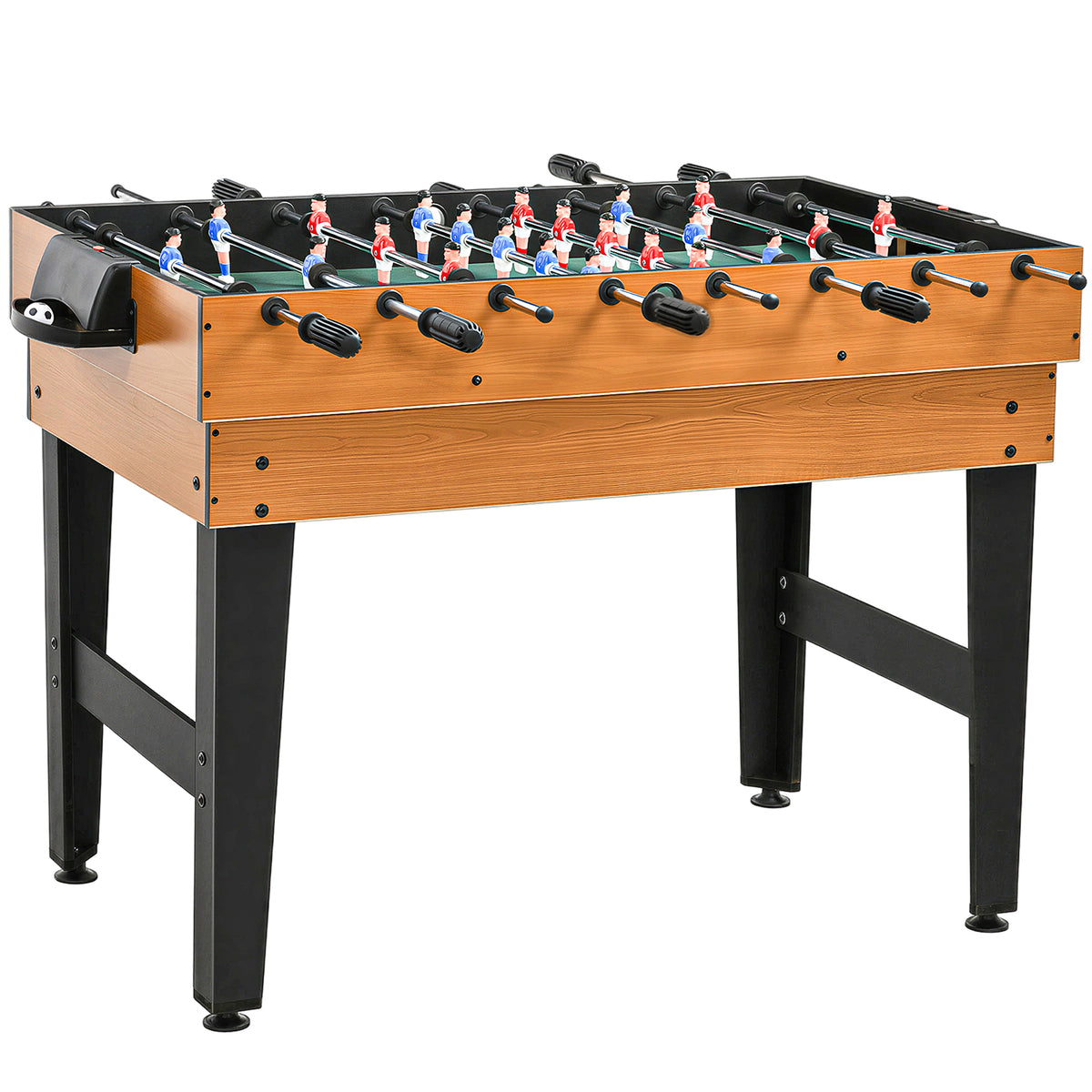 4-in-1 party game table incl. table tennis, foosball, billiards, air hockey, metal, wood, natural+black