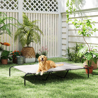 Outdoor Dog Cot, Elevated Dog Bed for Large Dogs, with Steel Frame, Breathable Mesh Fabric, 152x94x23 cm, Beige (8)