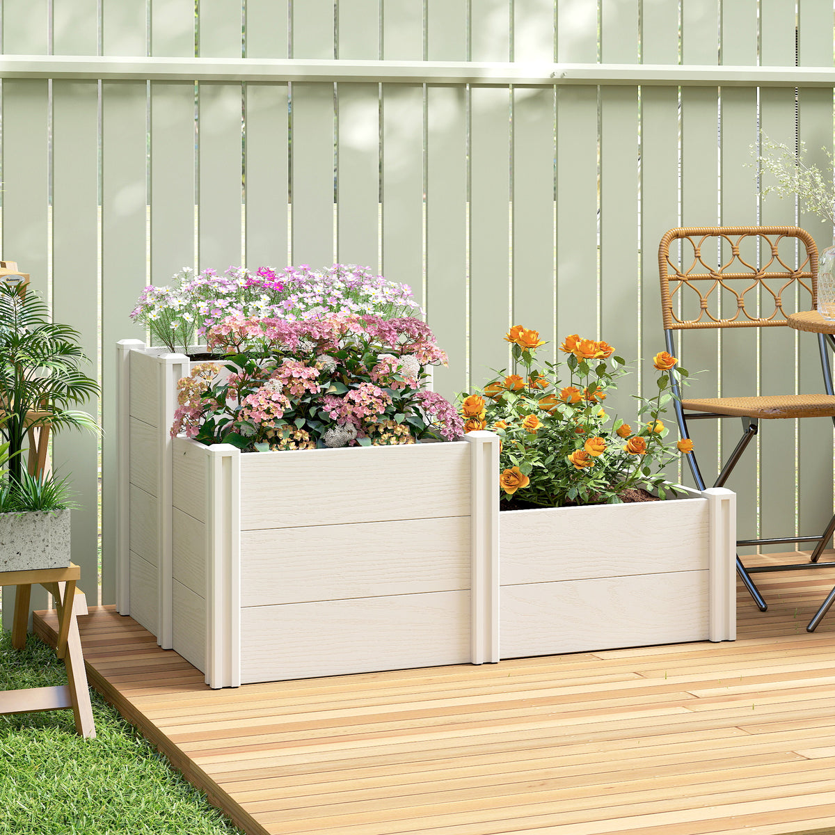 3-Tier Stackable Raised Garden Bed with Open Bottom, Modular Herb Bed, DIY Assembly, Plastic (2)