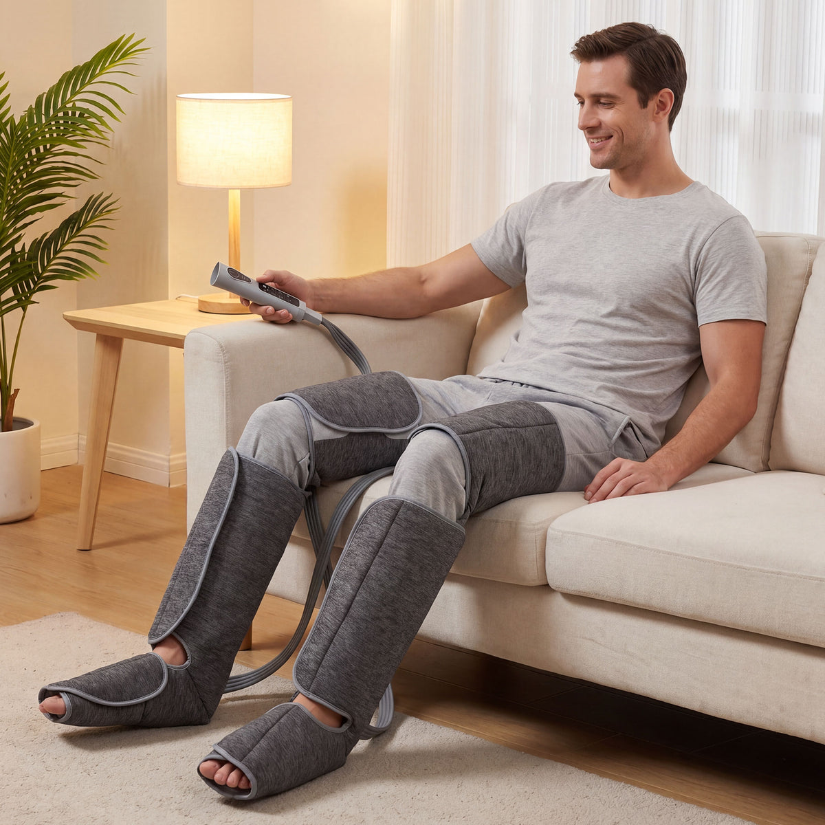 Leg massager with heat, compression, 3 auto modes & 3 intensities, foot and calf massager (2)