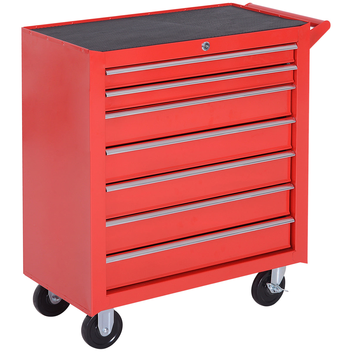 Tool trolley, 2 small & 5 large drawers, steel, up to 150 kg, 69 x 33 x 75 cm, red