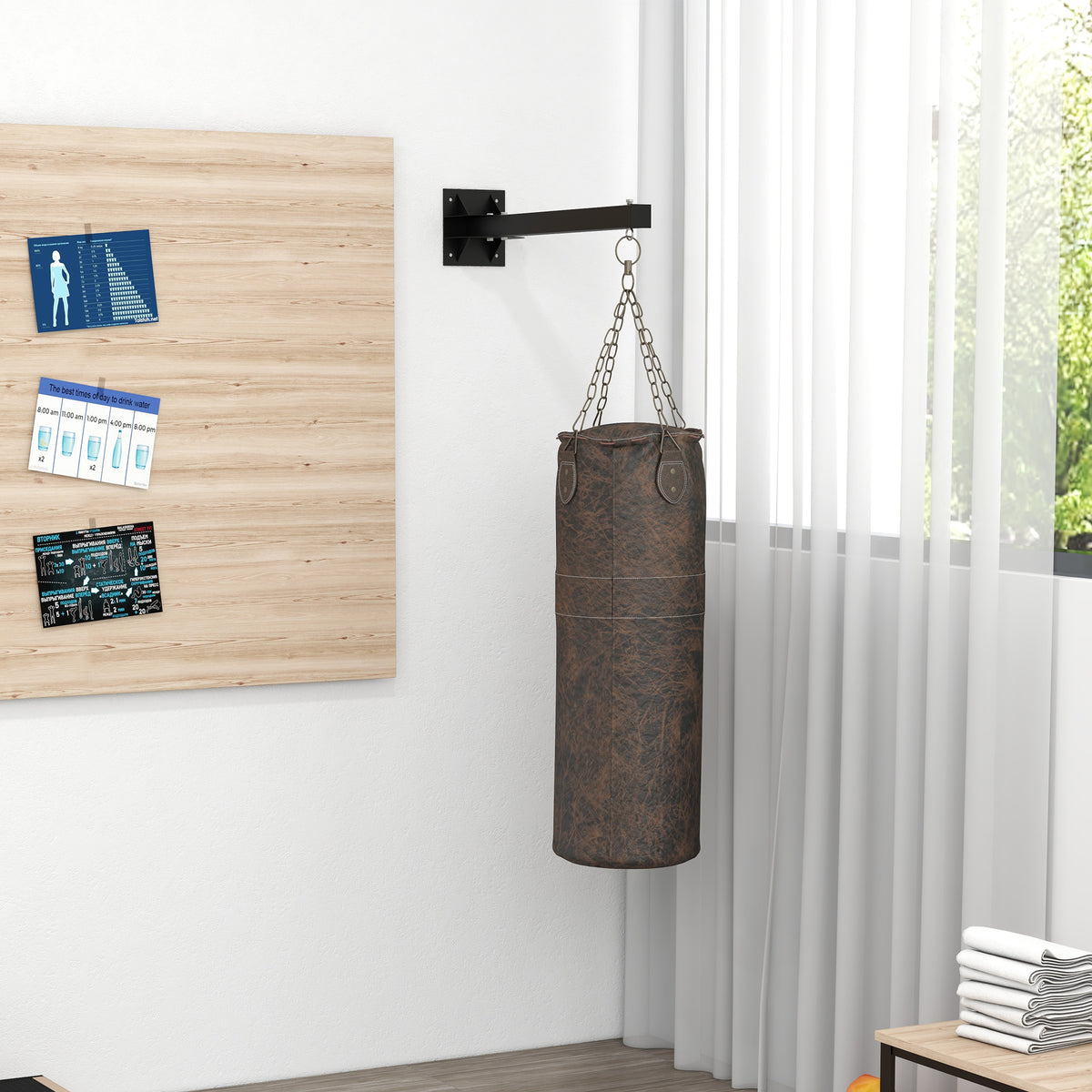 Punching bag wall mount, wall mounting, 9 angles, steel, up to 100 kg, black (2)