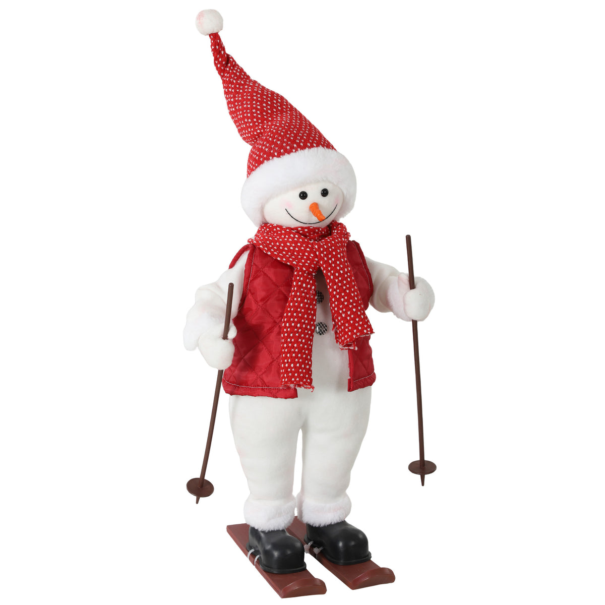 Singing Santa Claus skier, 65 cm, animated Christmas figure with skis, poles and sound/touch activation