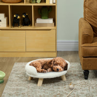 Pet bed for cats and dogs up to 5kg/30cm, washable plush cover, cream white, 47 x 40 x 20 cm (10)