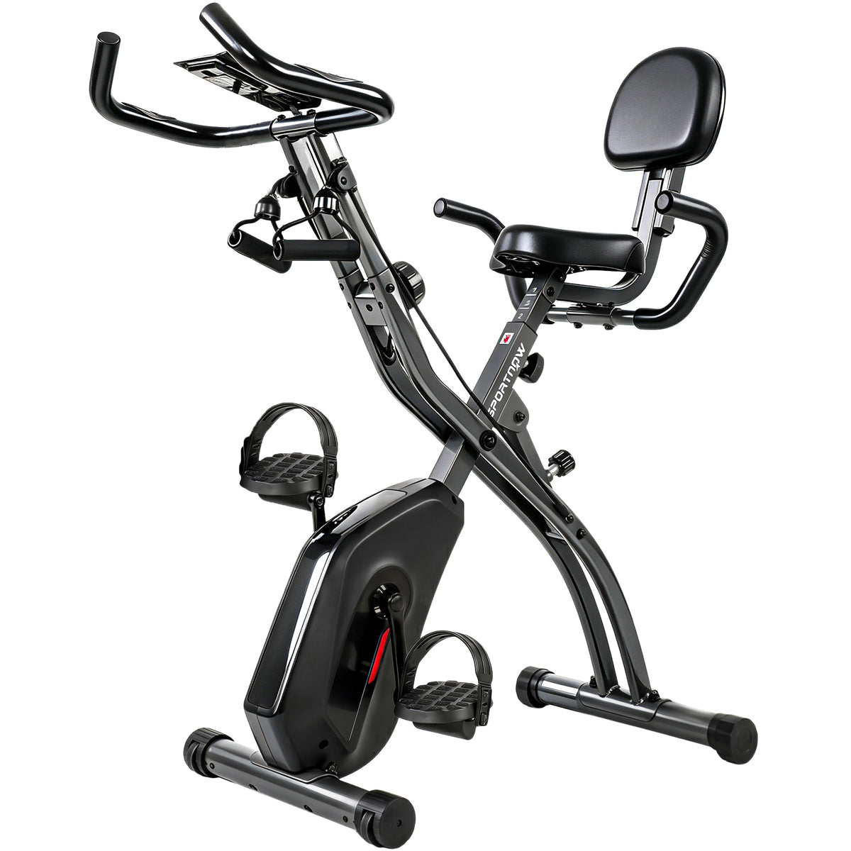 4-in-1 Folding Exercise Bike, Quiet Recumbent Stationary Bike with LCD Monitor, Bluetooth, Heart Rate Sensor