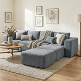 Modular corner sofa, U-shape sofa with wide and deep seat, 2 ottomans, dark gray (8)