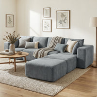 Modular corner sofa, U-shape sofa with wide and deep seat, 2 ottomans, dark gray (8)