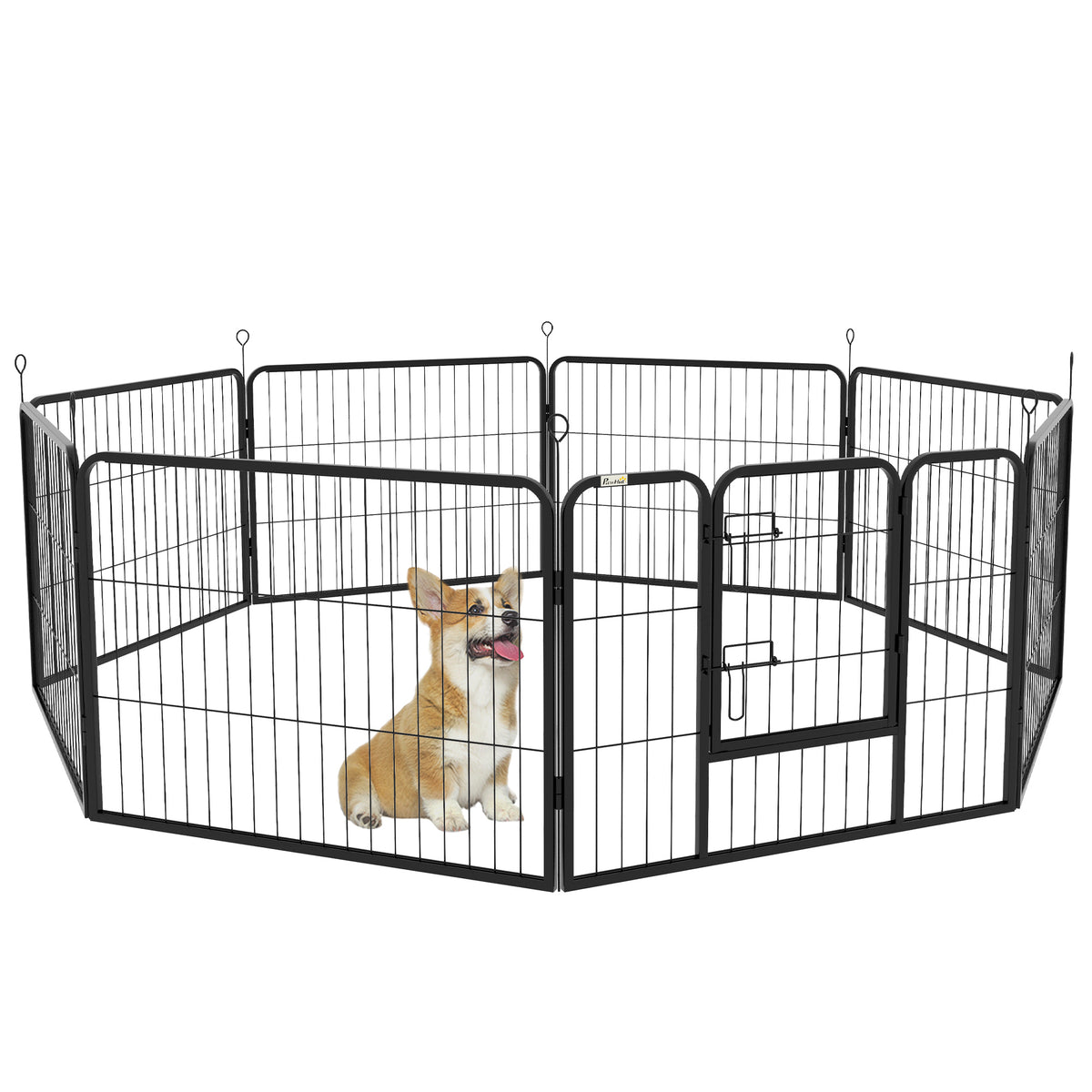 Puppy playpen, puppy enclosure, pet enclosure, foldable, lockable door, weather-resistant, 8 panels, black