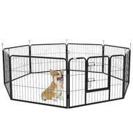 Puppy playpen, puppy enclosure, pet enclosure, foldable, lockable door, weather-resistant, 8 panels, black