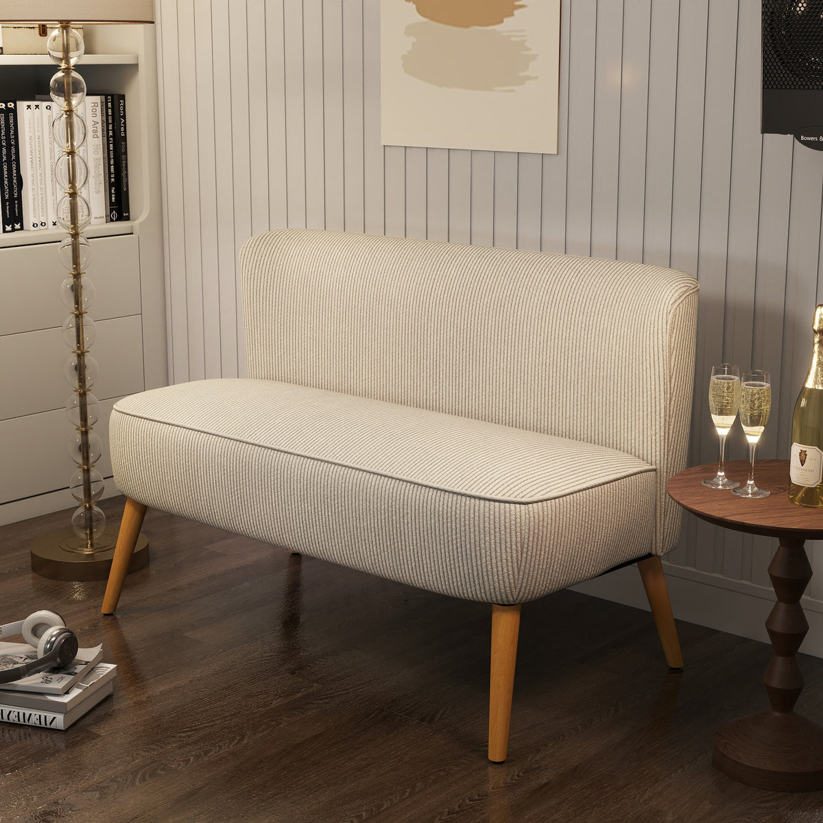 2-seater sofa, soft upholstery, easy-care cover, load capacity up to 150 kg, 117 x 56.5 x 77 cm, cream white (2)
