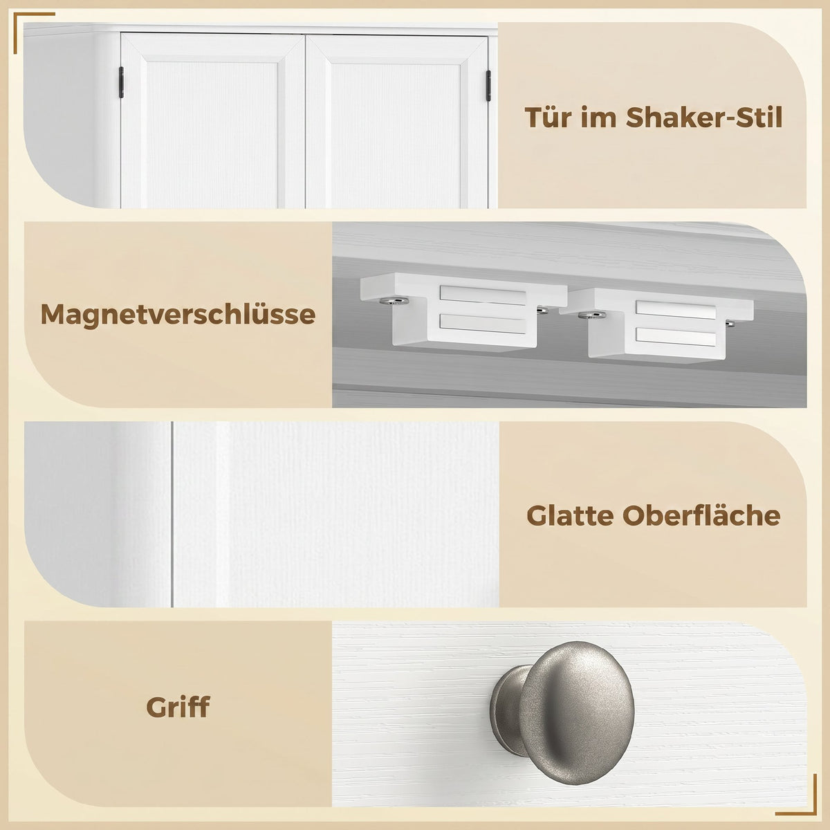 Kitchen cabinet with 4 doors, drawer and adjustable shelves for kitchen, 80 x 39.5 x 186.4 cm white (7)