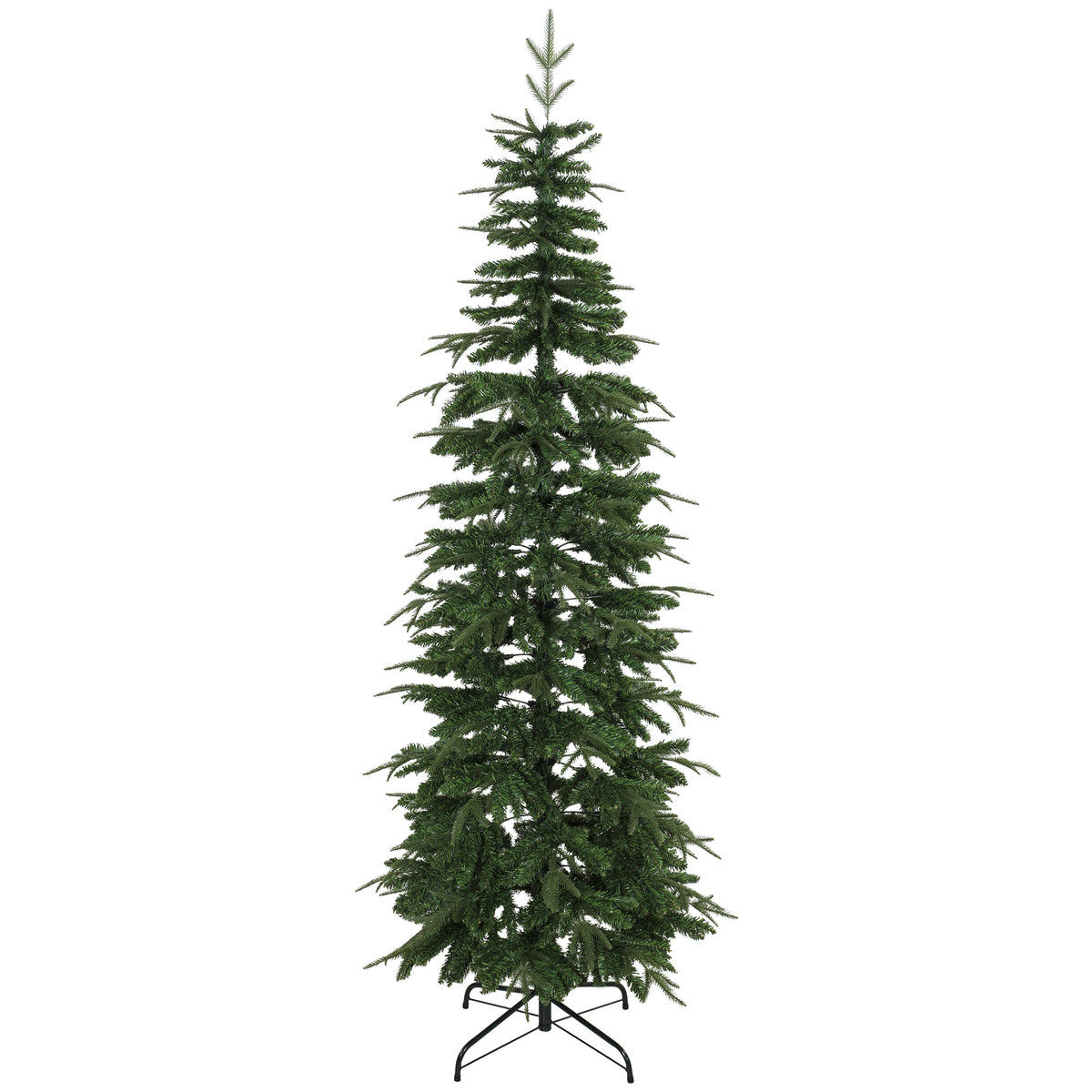 Artificial Christmas tree 210 cm, spruce with hinged branches, 800 branch tips, foldable steel stand, green
