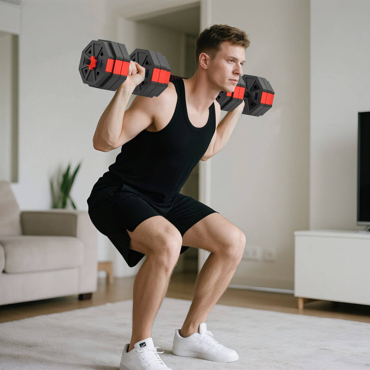 6-in-1 Dumbbell Set Adjustable Dumbbell and Barbell Set 25 KG for Home Strength Training (2)