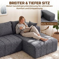 3-seater L-shaped corner sofa with ottoman, convertible chenille cloud sleeper sofa with pocket spring (5)