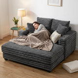 Chaise Longue 2-Seater Large Sofa Bed 134 x 151 cm with Cup Holder for Living Room, Gray (9)
