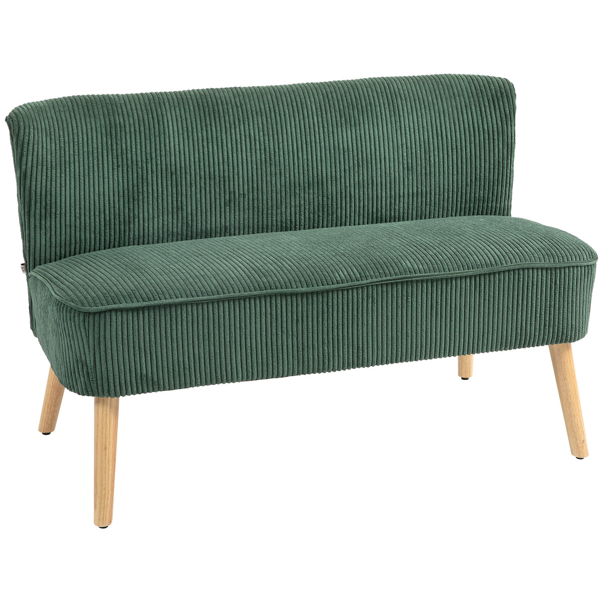 2-seater upholstered sofa, wood, velvet-like polyester, foam, 117 x 56.5 x 77 cm, green