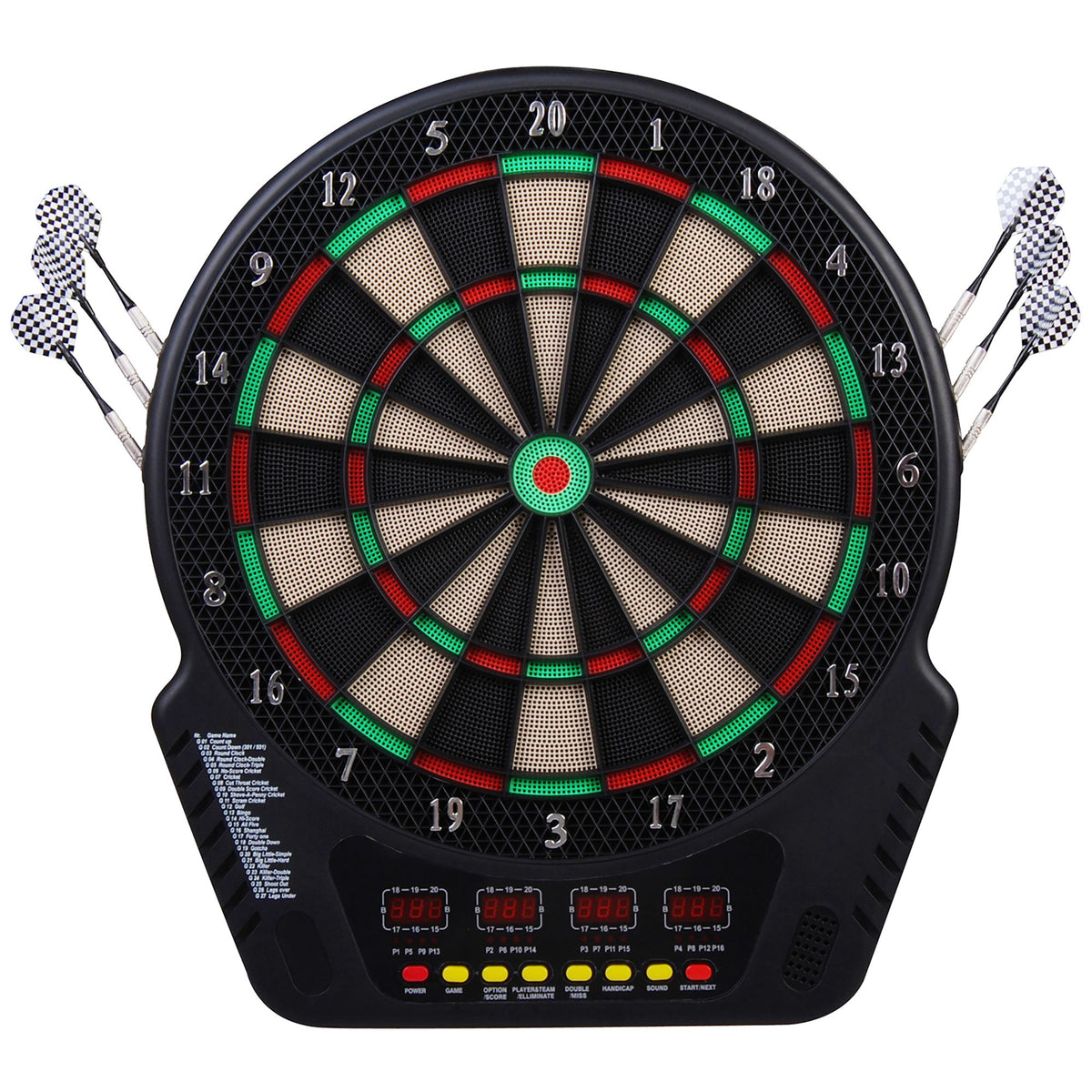 Electronic dartboard dart set with LED display, automatic scoring, sound effects, 6 darts, 24 dart tips, 27