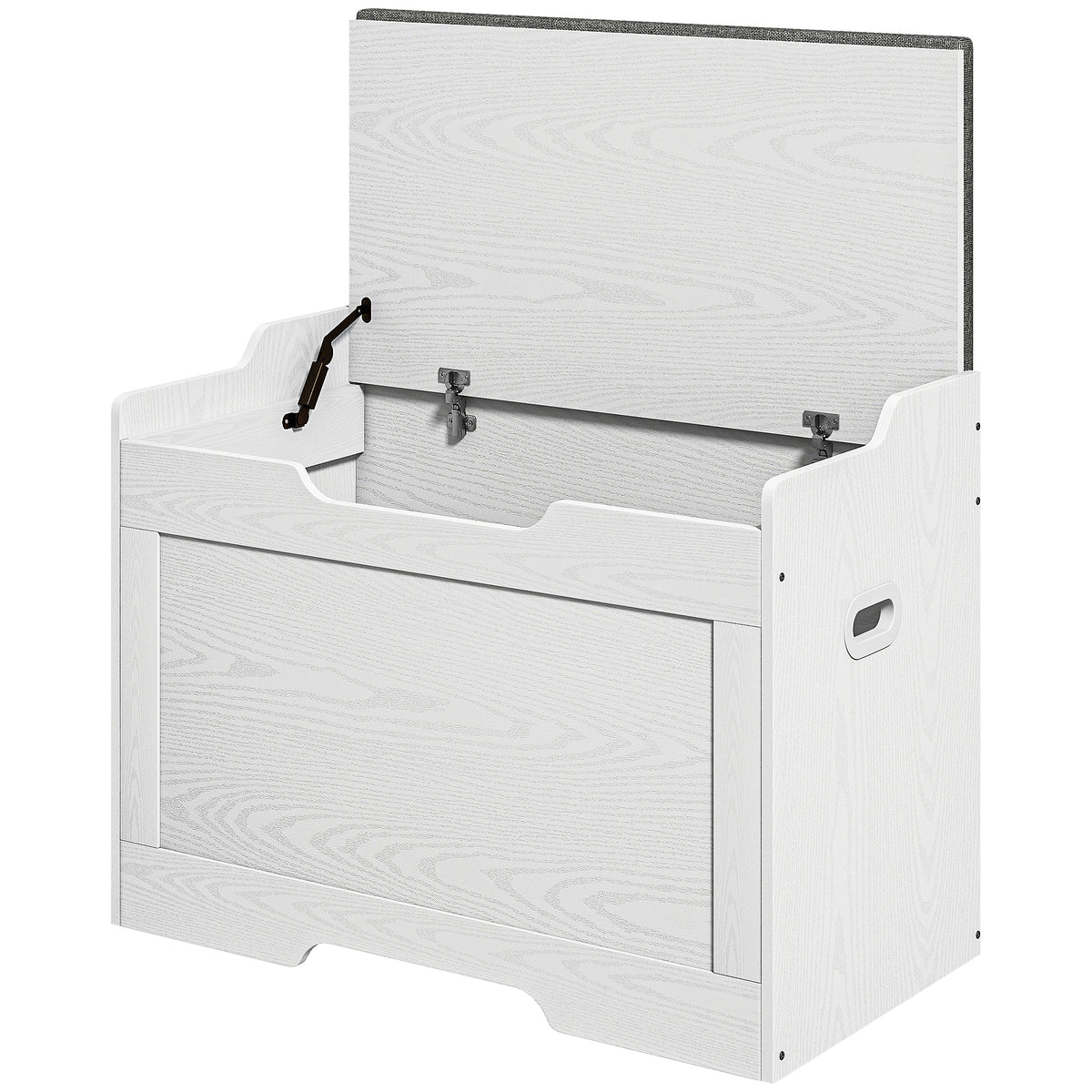 103L Storage Chest, Storage Bench with Safety Hinge, Seat Cushion, for Various Rooms, White
