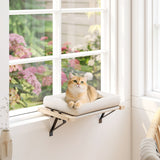 Cat house with mount for windowsills and radiators, cushion, wooden frame, white (2)