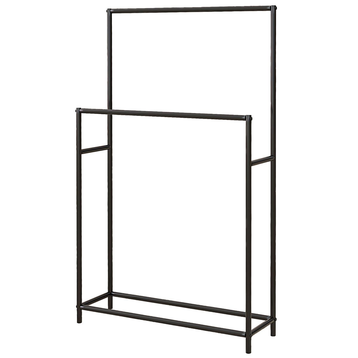 Towel rack, freestanding, 2 bars, rustproof, 66x20x110cm, black