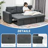 3-seater sofa with bed function, sofa bed with chaise longue, upholstered sofa, dark grey (6)