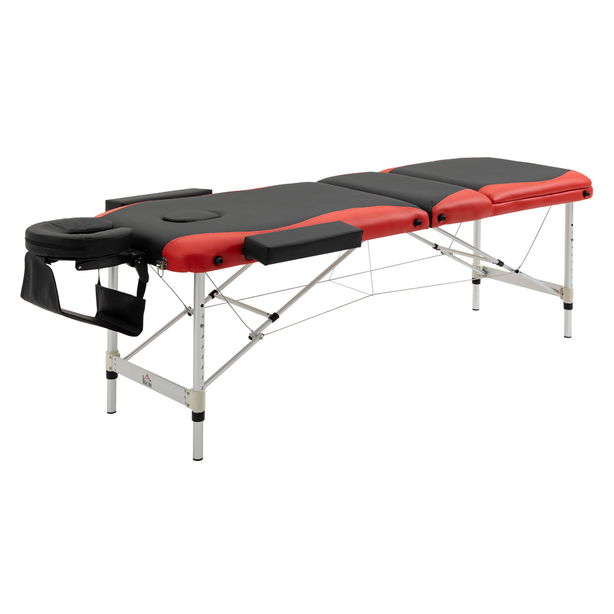 Portable massage table 3-zone foldable massage bed with headrest armrest carrying bag height-adjustable aluminum
