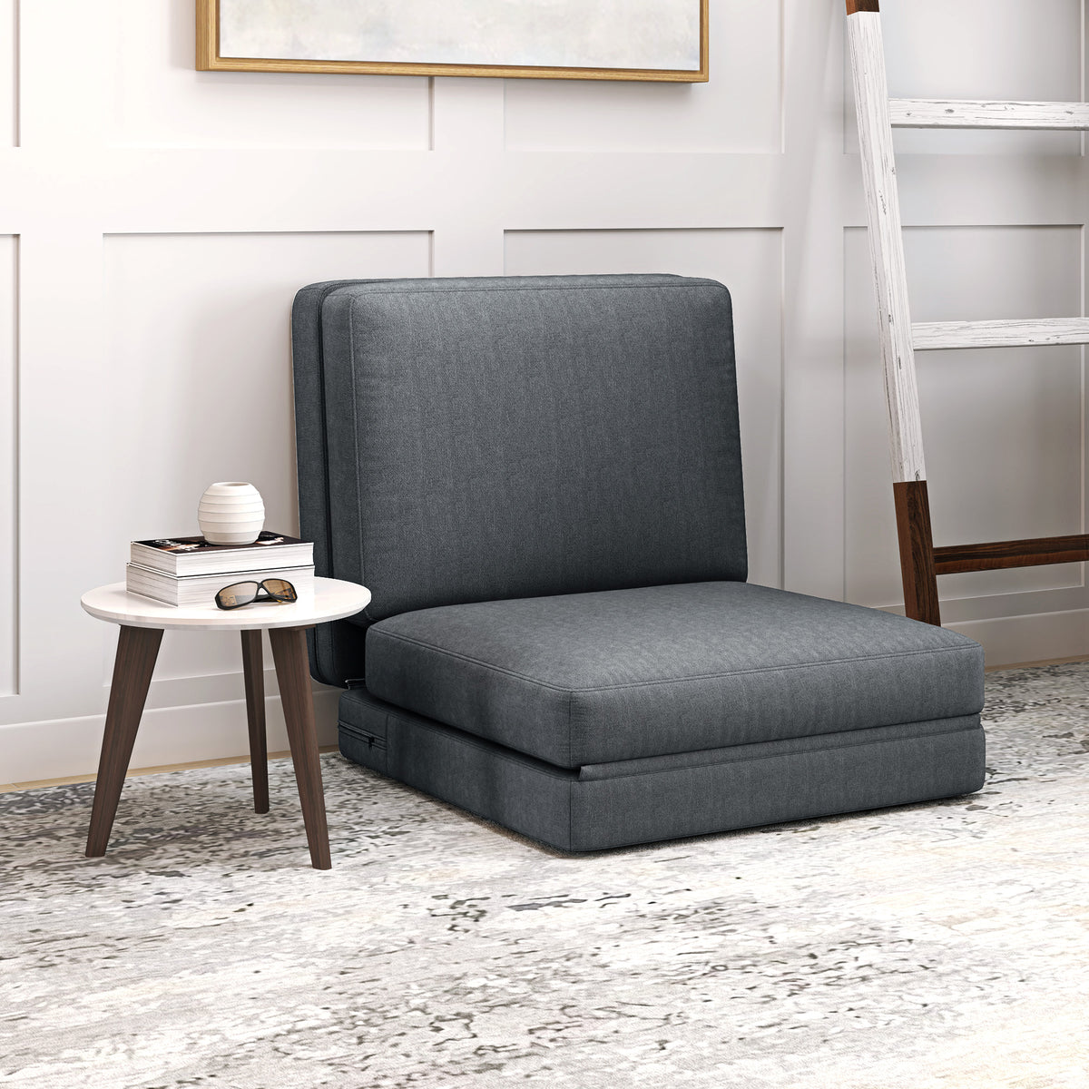Foldable floor chair with cushion, convertible upholstered sofa, living room, guest room, office, 75 x 268 x 18 (2)