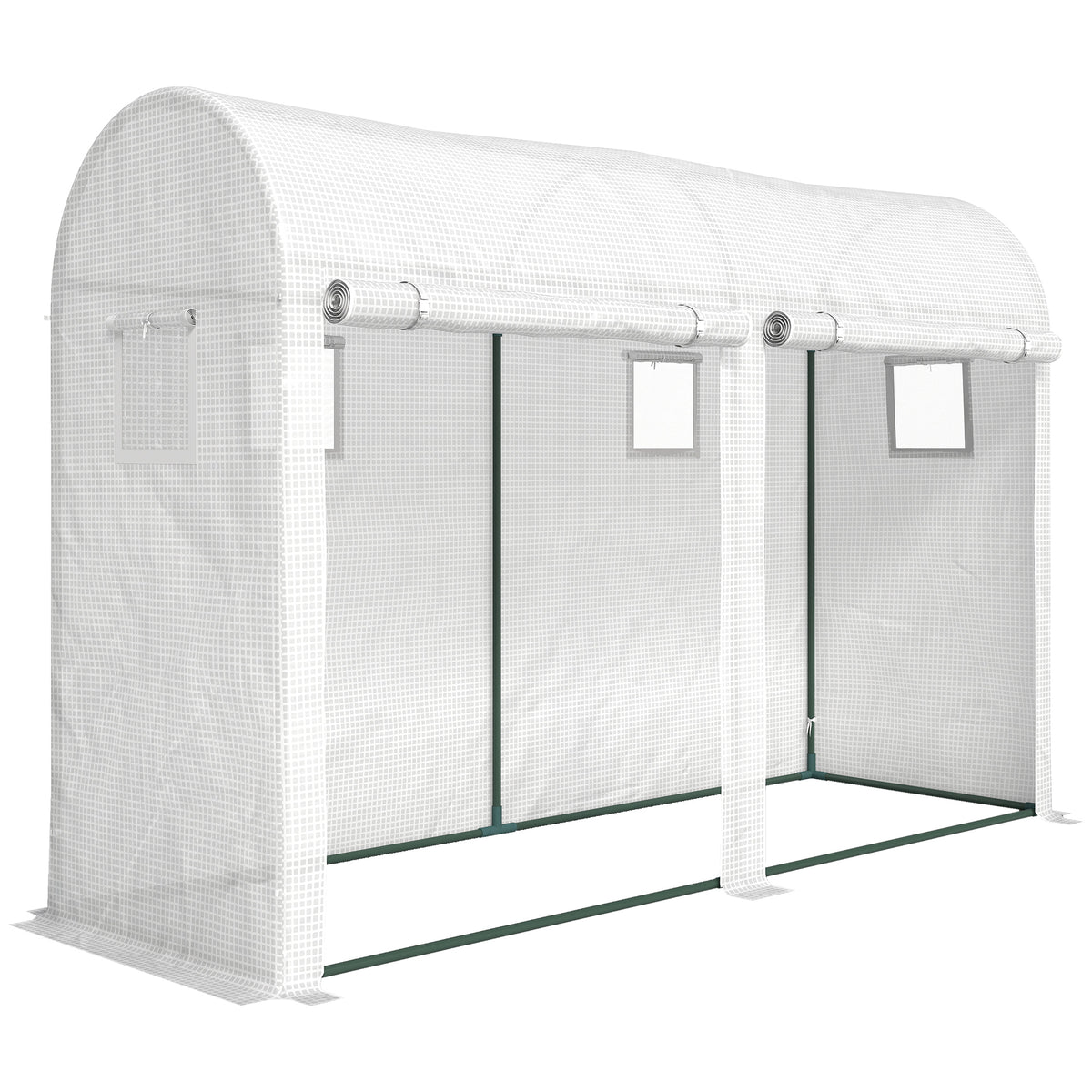 Greenhouse with window, door, steel foil greenhouse, 300x100x200cm, white