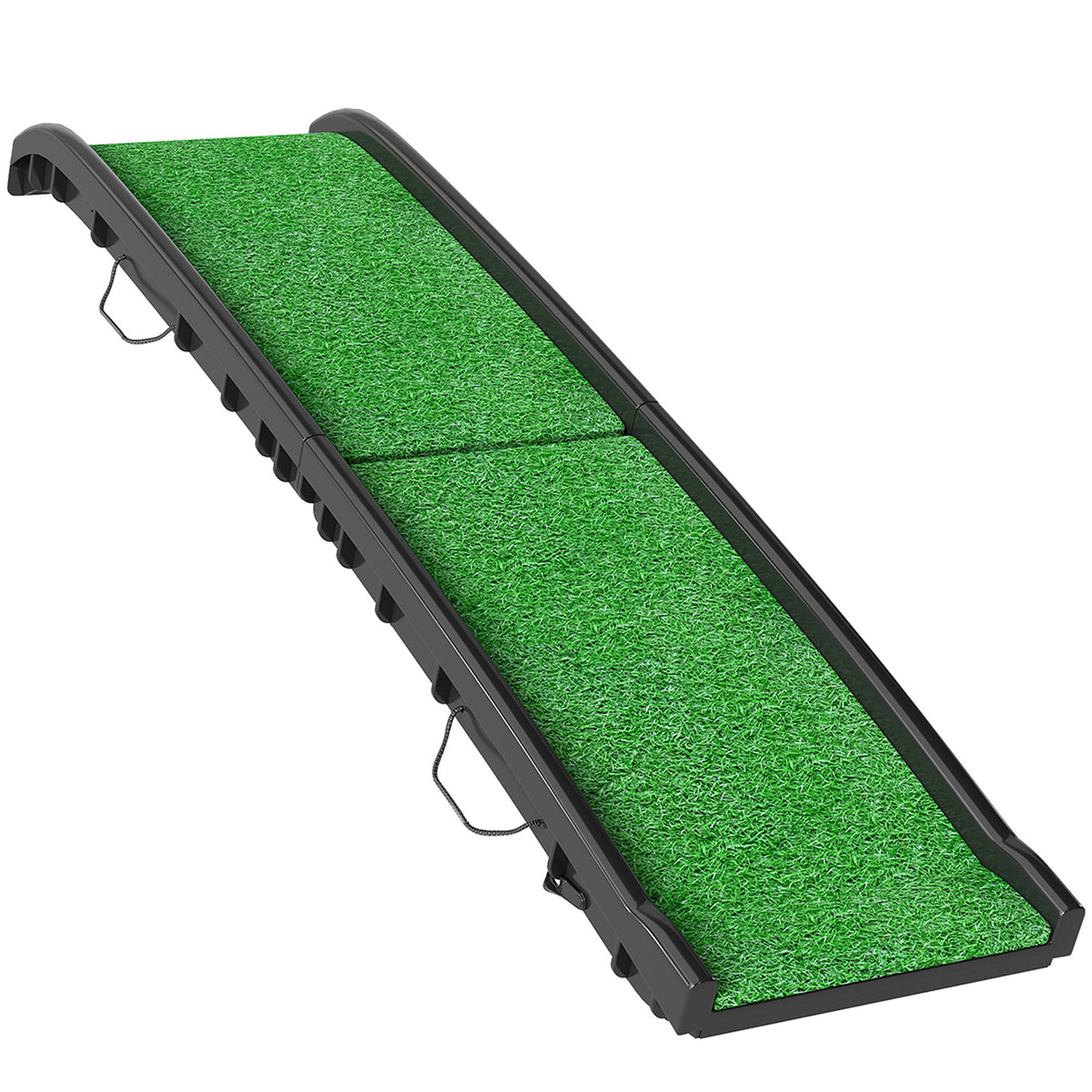 Foldable dog ramp, non-slip pet steps, trunk entry aid, for animals up to 90 kg, 155x38.5x15.5 cm, black