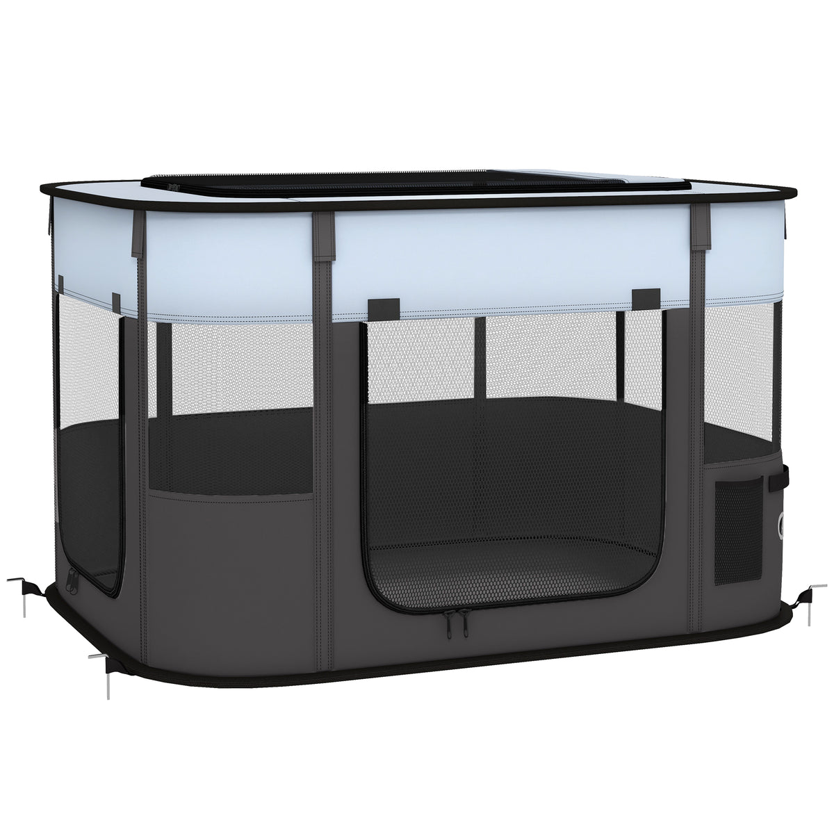 Pet playpen, foldable, with storage bag, for puppies and kittens, indoor and outdoor, grey