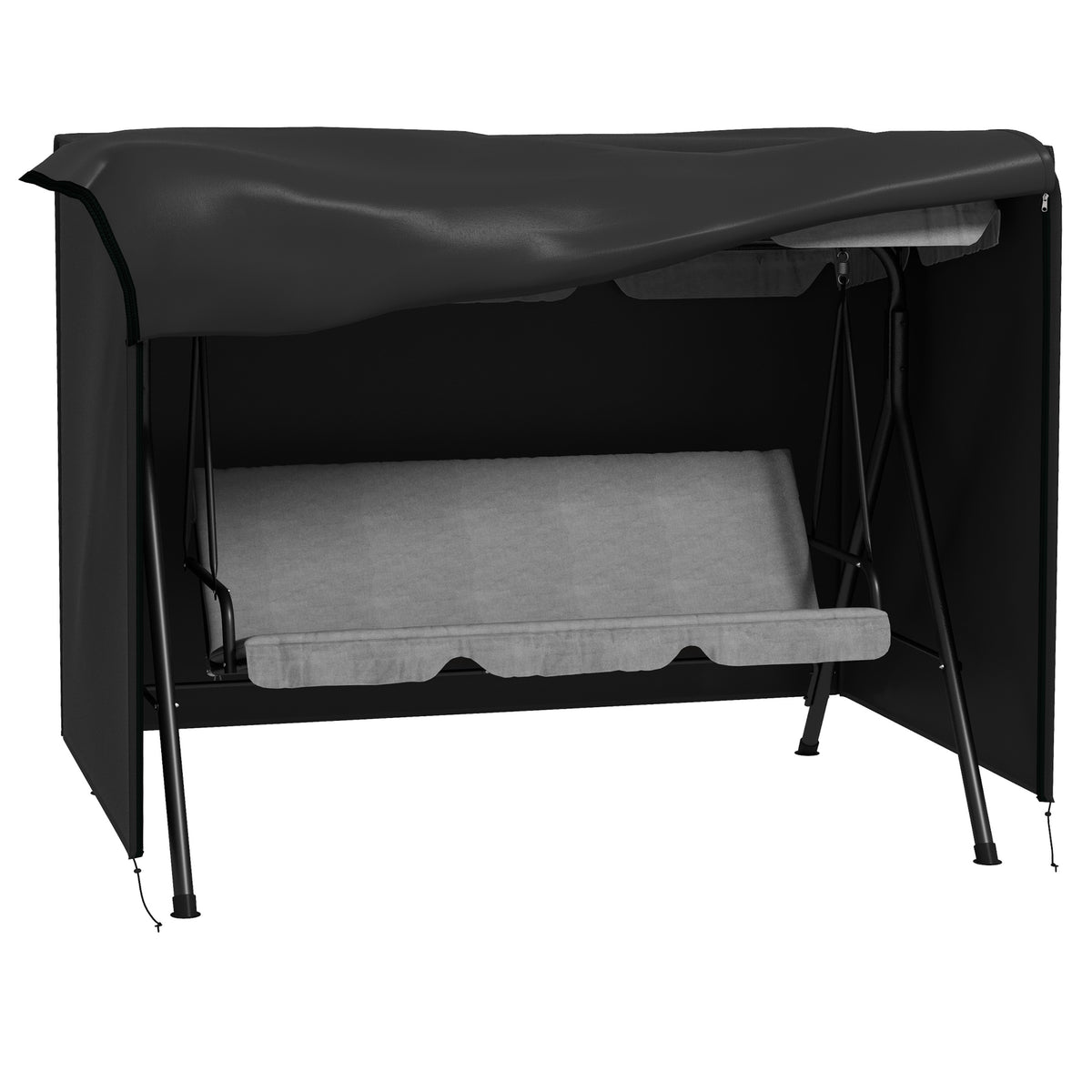 Garden swing cover, protective cover for porch swing, cover hood, waterproof, 205 x 124 x 164 cm, black