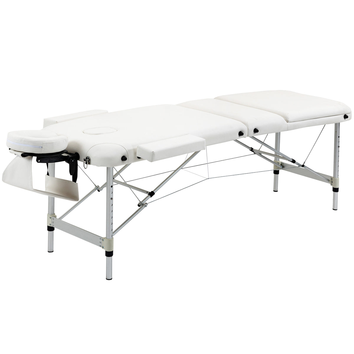Mobile 3-zone foldable massage table, massage bed with headrest, armrest and carrying case, height-adjustable