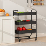 Kitchen trolley, 3 baskets, 4 castors, metal, black (7)