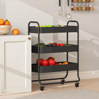 Kitchen trolley, 3 baskets, 4 castors, metal, black (7)