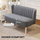 2-seater sofa, linen-look upholstered sofa, wooden frame, for living room bedroom, 117 cm, gray (4)