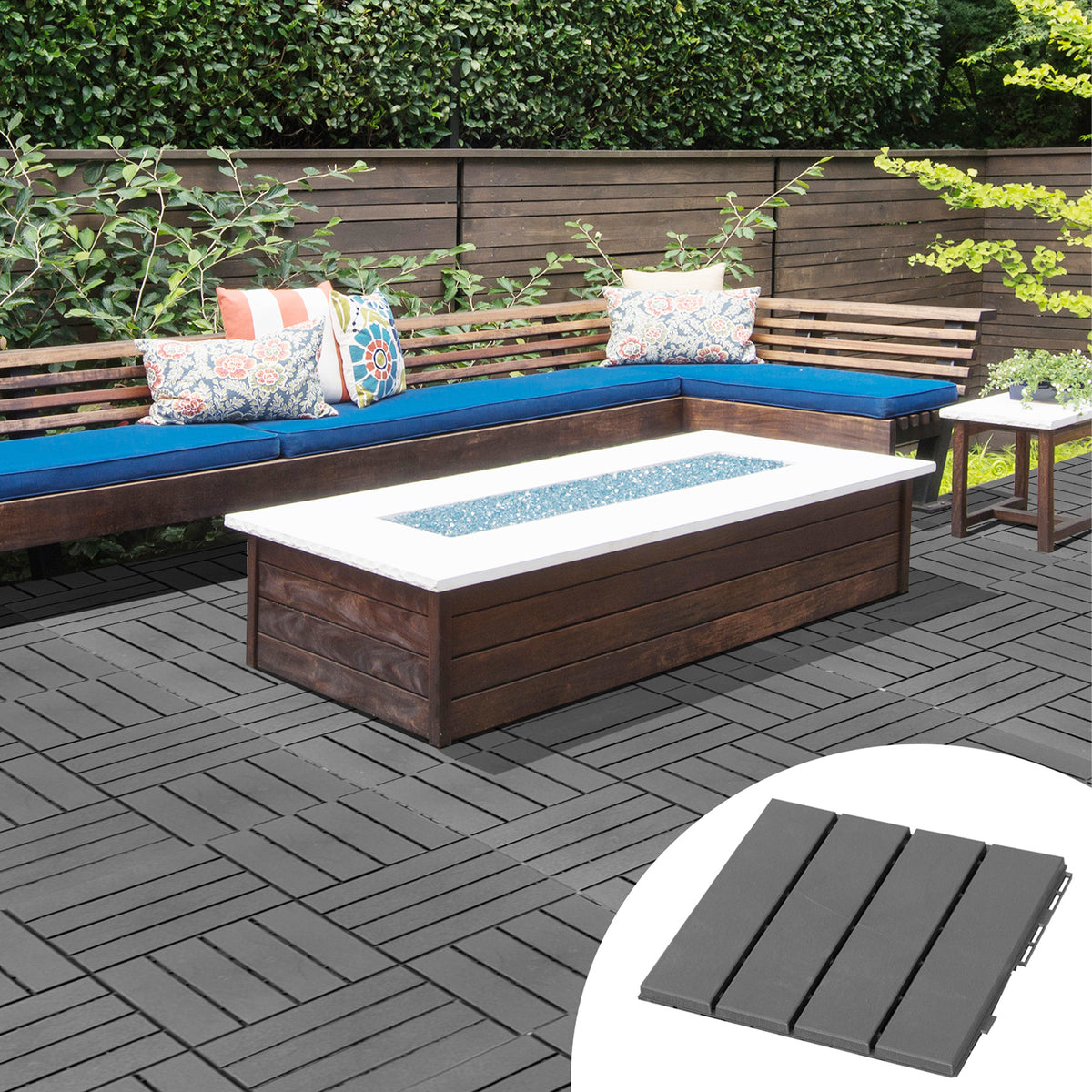 Patio tiles 30 x 30 cm 9 pieces 0.81㎡ click tiles balcony tiles with click system drainage function flooring (2)