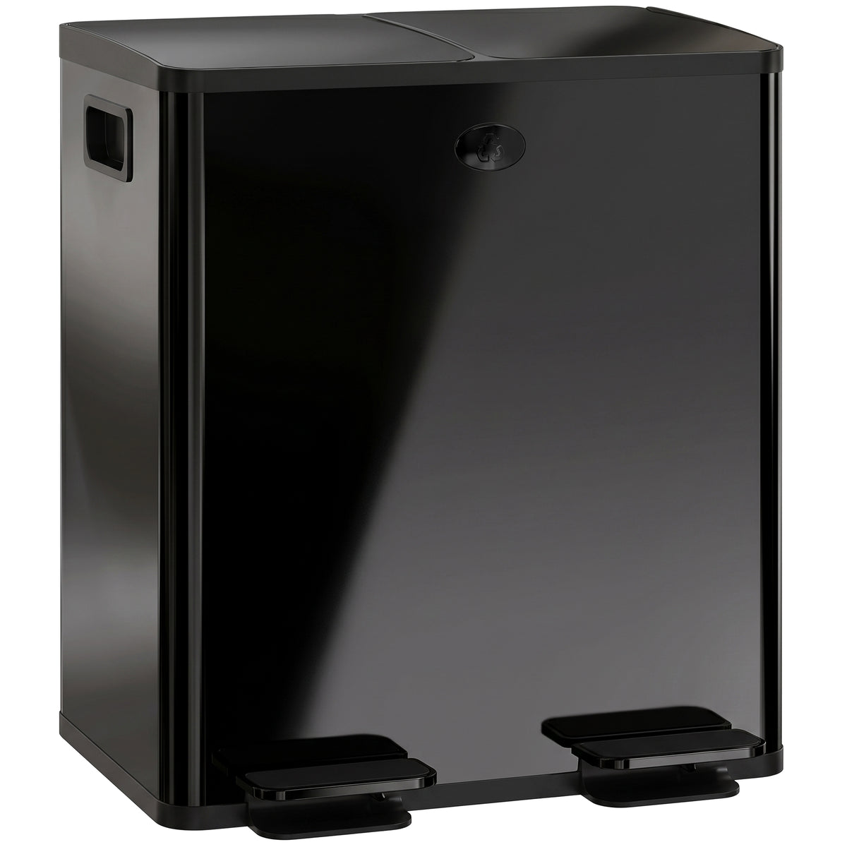 2 x 20 L double trash can, pedal opening, easy to clean, stainless steel, plastic, black