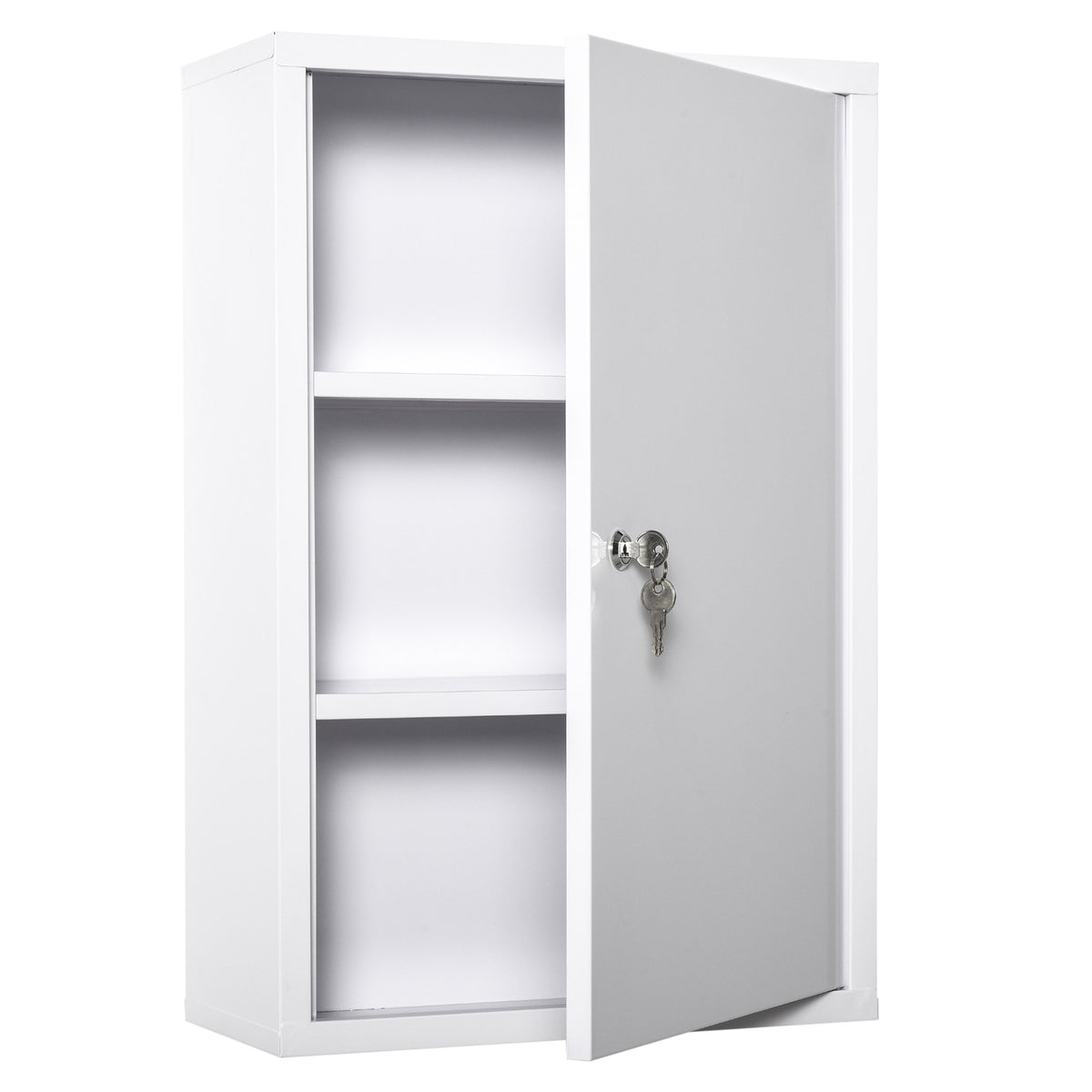 Medicine cabinet, medical cabinet for medication storage, lockable metal medicine cupboard with 3 compartments