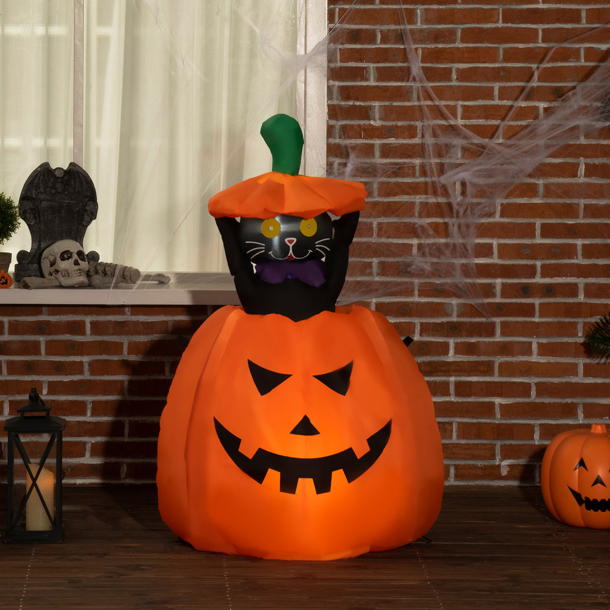 Self-inflating Halloween decoration Halloween pumpkin, incl. LEDs, outdoor weather-resistant, 76 x 64 x 115cm (2)
