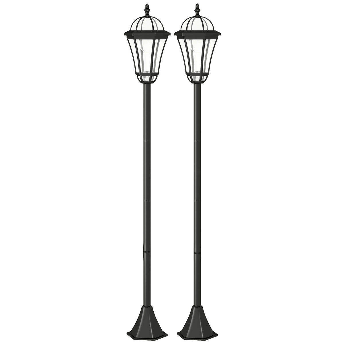 Solar Garden Lantern Set of 2, Weatherproof Path Light 129 cm high, with LED, 6 hrs lighting, IP44, Solar Lamp