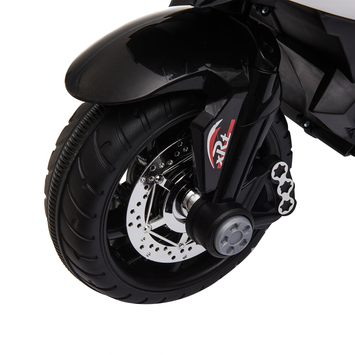 Electric ride-on motorcycle for kids, lights & sounds, 3 km/h, rechargeable, plastic & metal, black/white (9)