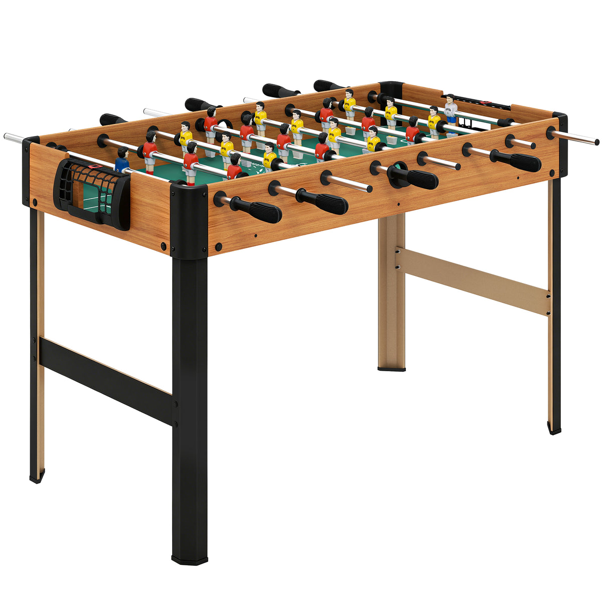 Foosball table, table soccer set, 2 balls, non-slip handles, for teenagers and adults, score display, MDF, metal