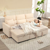Adjustable sofa bed, L-shaped guest sofa with sleeper function, storage space, cushions, for living room, guest (9)