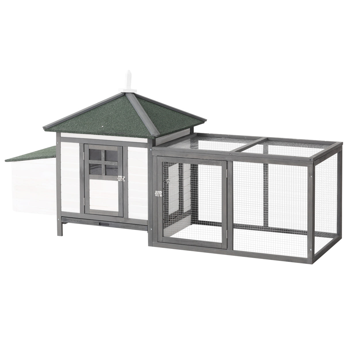 Chicken coop for bantam chickens 196 x 76 x 97 cm weather-resistant chicken house with nesting box, outdoor