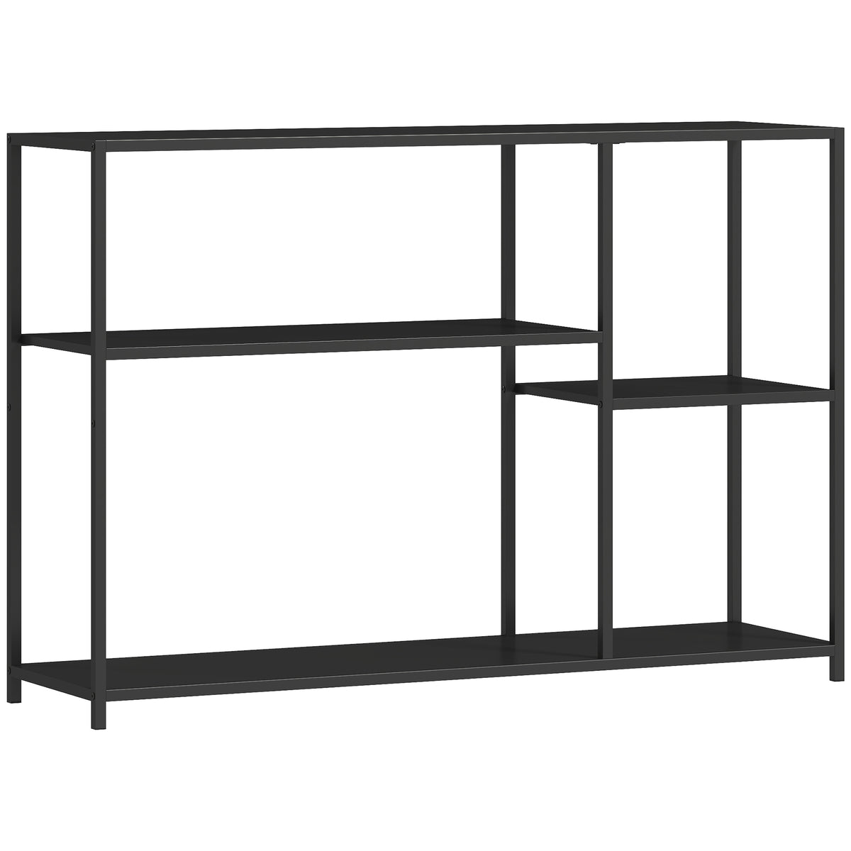 Console table, 4 tiers, steel frame, for hallway, living room, black