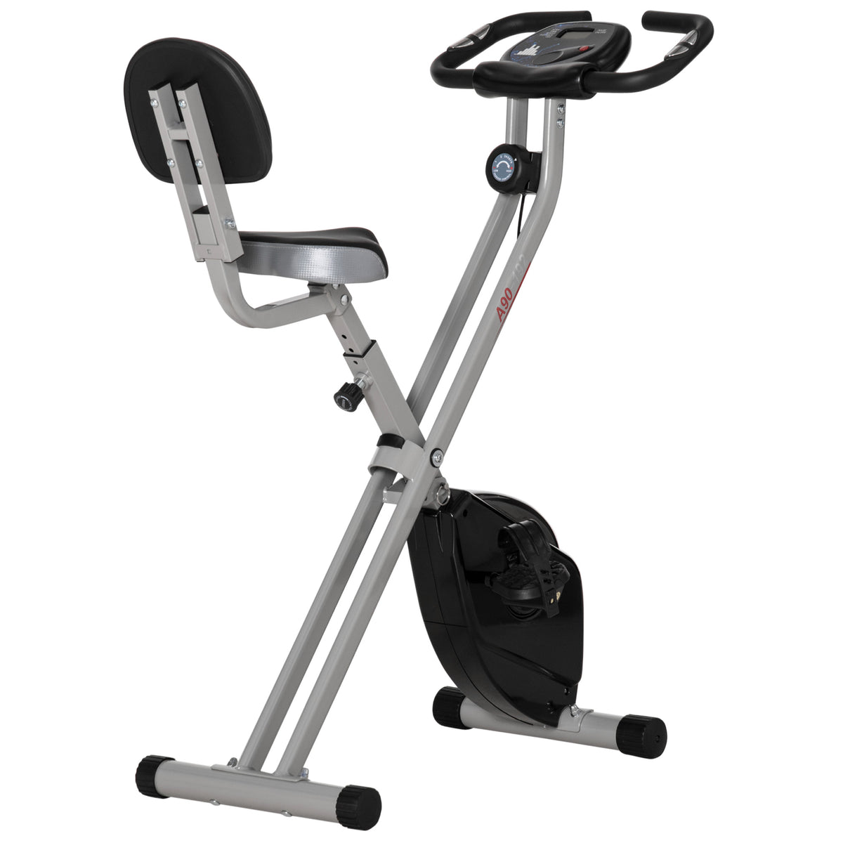 Exercise bike trainer with 8-level adjustable magnetic resistance, height-adjustable, steel, black+gray